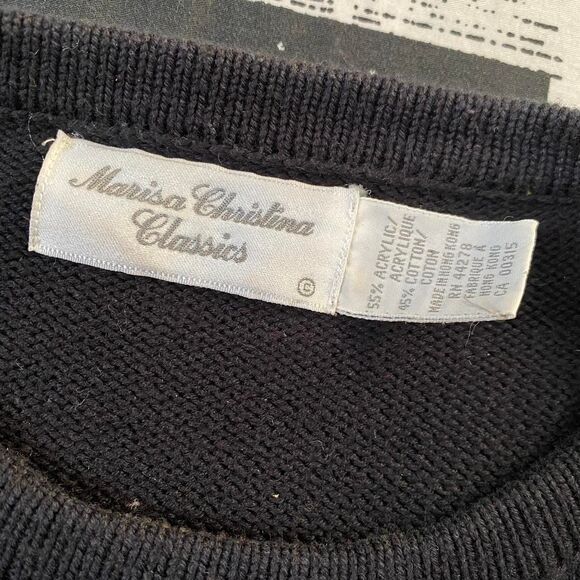 Marisa Christina Classics vintage 80s Women's Black sweater crown royal print - Picture 4 of 4